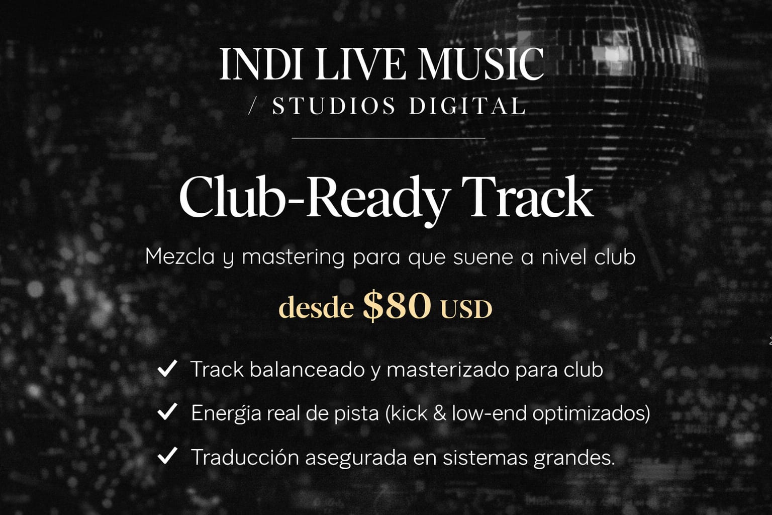 Club-ready track mezcla y mastering